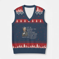 Vintage Frederick Douglass V-Neck Knit Sweater Vest It Is Easier To Build Strong Children Than To Repair Broken Men - Wonder Print Shop