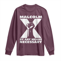 Malcolm X Power Fist Long Sleeve Shirt Civil Rights Leader Pride Bold Statement - Wonder Print Shop