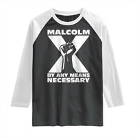 Malcolm X Power Fist Raglan Shirt Civil Rights Leader Pride Bold Statement - Wonder Print Shop
