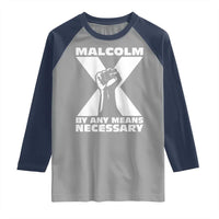 Malcolm X Power Fist Raglan Shirt Civil Rights Leader Pride Bold Statement - Wonder Print Shop