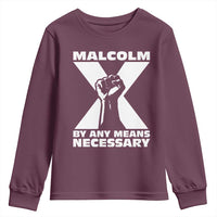 Malcolm X Power Fist Youth Sweatshirt Civil Rights Leader Pride Bold Statement - Wonder Print Shop