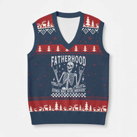 Rockin' Fatherhood Skeleton V-Neck Knit Sweater Vest Funny Dad Life Quote Gift for Father’s Day - Wonder Print Shop