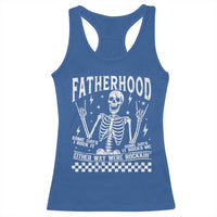 Rockin' Fatherhood Skeleton Racerback Tank Top Funny Dad Life Quote Gift for Father’s Day - Wonder Print Shop