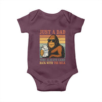 Funny Bigfoot Dad Baby Onesie Just A Dad Who Always Came Back With The Milk Retro Father's Day - Wonder Print Shop