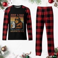Funny Bigfoot Dad Plaid Pajama Set Just A Dad Who Always Came Back With The Milk Retro Father's Day - Wonder Print Shop