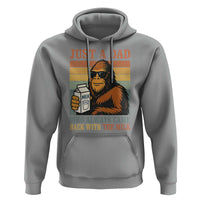 Funny Bigfoot Dad Hoodie Just A Dad Who Always Came Back With The Milk Retro Father's Day - Wonder Print Shop