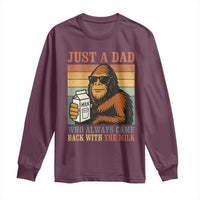 Funny Bigfoot Dad Long Sleeve Shirt Just A Dad Who Always Came Back With The Milk Retro Father's Day - Wonder Print Shop