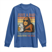 Funny Bigfoot Dad Long Sleeve Shirt Just A Dad Who Always Came Back With The Milk Retro Father's Day - Wonder Print Shop