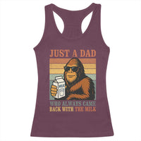 Funny Bigfoot Dad Racerback Tank Top Just A Dad Who Always Came Back With The Milk Retro Father's Day - Wonder Print Shop