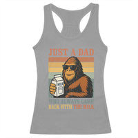 Funny Bigfoot Dad Racerback Tank Top Just A Dad Who Always Came Back With The Milk Retro Father's Day - Wonder Print Shop