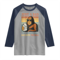 Funny Bigfoot Dad Raglan Shirt Just A Dad Who Always Came Back With The Milk Retro Father's Day - Wonder Print Shop