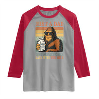 Funny Bigfoot Dad Raglan Shirt Just A Dad Who Always Came Back With The Milk Retro Father's Day - Wonder Print Shop