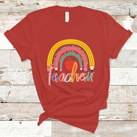 Teacher T Shirt Teacher Teach Love Inspire Rainbow Pencil Back To School - Wonder Print Shop