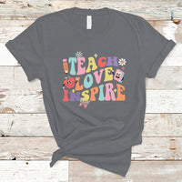 Teacher T Shirt Back To School Teach Love Inspire Retro Teachers Groovy - Wonder Print Shop