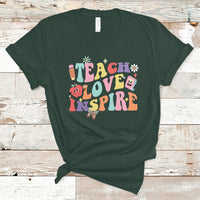 Teacher T Shirt Back To School Teach Love Inspire Retro Teachers Groovy - Wonder Print Shop