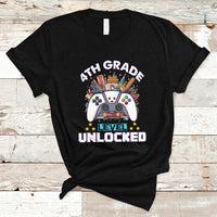 4th Grade T Shirt Fourth Level Unlocked Video Game Level Up Back To School - Wonder Print Shop