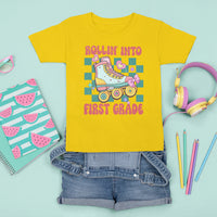 1st Grade T Shirt For Kid Rolling Into First Grade Roller Skate Back To School Girls - Wonder Print Shop