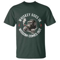 Funny Gorilla Whiskey Goes In Wisdom Comes Out T Shirt Cigarette and Drinking Addict Humor