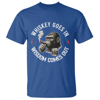 Funny Gorilla Whiskey Goes In Wisdom Comes Out T Shirt Cigarette and Drinking Addict Humor