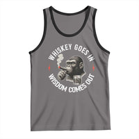 Funny Gorilla Whiskey Goes In Wisdom Comes Out Tank Top Cigarette and Drinking Addict Humor