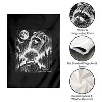 Jimothy Three Raccoon Moon Parody Wildlife Graphic Garden Flag Vintage Seattle Feral Legend Trash Panda Meme