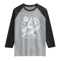 Jimothy Three Raccoon Moon Parody Wildlife Graphic Raglan Shirt Vintage Seattle Feral Legend Trash Panda Meme