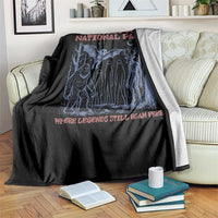 Protect Our National Parks Funny Cryptid Society Vintage Graphic Throw Blanket Bigfoot Mothman Wendigo Where Legends Still Roam Free