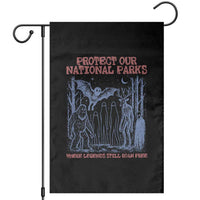Protect Our National Parks Funny Cryptid Society Vintage Graphic Garden Flag Bigfoot Mothman Wendigo Where Legends Still Roam Free