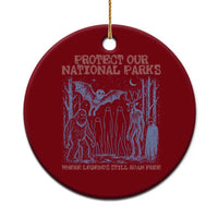 Protect Our National Parks Funny Cryptid Society Vintage Graphic Ceramic Ornament Bigfoot Mothman Wendigo Where Legends Still Roam Free