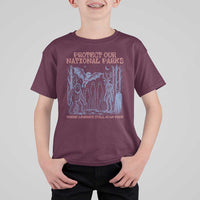 Protect Our National Parks Funny Cryptid Society Vintage Graphic T Shirt For Kid Bigfoot Mothman Wendigo Where Legends Still Roam Free