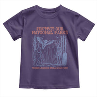 Protect Our National Parks Funny Cryptid Society Vintage Graphic Toddler T Shirt Bigfoot Mothman Wendigo Where Legends Still Roam Free