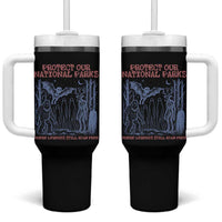 Protect Our National Parks Funny Cryptid Society Vintage Graphic Tumbler With Handle Bigfoot Mothman Wendigo Where Legends Still Roam Free
