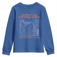 Protect Our National Parks Funny Cryptid Society Vintage Graphic Youth Sweatshirt Bigfoot Mothman Wendigo Where Legends Still Roam Free