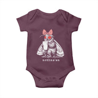 Mothma'am Pink Bow Cryptid Spooky Baby Onesie Funny Cute Coquette Mothman Legend Graphic
