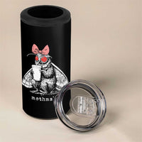 Mothma'am Pink Bow Cryptid Spooky 4 in 1 Can Cooler Tumbler Funny Cute Coquette Mothman Legend Graphic