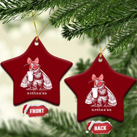 Mothma'am Pink Bow Cryptid Spooky Ceramic Ornament Funny Cute Coquette Mothman Legend Graphic