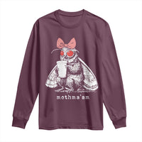 Mothma'am Pink Bow Cryptid Spooky Long Sleeve Shirt Funny Cute Coquette Mothman Legend Graphic