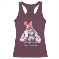 Mothma'am Pink Bow Cryptid Spooky Racerback Tank Top Funny Cute Coquette Mothman Legend Graphic