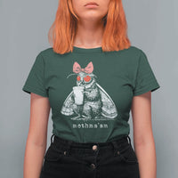Mothma'am Pink Bow Cryptid Spooky T Shirt For Women Funny Cute Coquette Mothman Legend Graphic