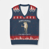 Funny Sarcastic Frog Drinking Coffee Meme V-Neck Knit Sweater Vest Wish I Lacked Critical Thinking Skills Y'all Seem So Happy Retro Vintage