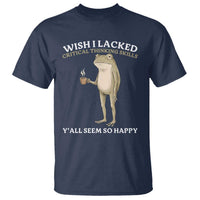 Funny Sarcastic Frog Drinking Coffee Meme T Shirt Wish I Lacked Critical Thinking Skills Y'all Seem So Happy Retro Vintage