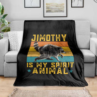 Jimothy Is My Spirit Animal Seattle Raccoon Lover Throw Blanket Retro Sunset Viral Ballard Trash Panda Graphic