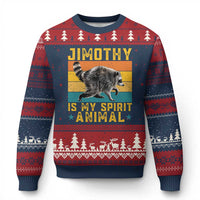 Jimothy Is My Spirit Animal Seattle Raccoon Lover Ugly Christmas Sweater Retro Sunset Viral Ballard Trash Panda Graphic