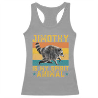 Jimothy Is My Spirit Animal Seattle Raccoon Lover Racerback Tank Top Retro Sunset Viral Ballard Trash Panda Graphic