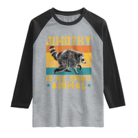 Jimothy Is My Spirit Animal Seattle Raccoon Lover Raglan Shirt Retro Sunset Viral Ballard Trash Panda Graphic