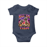 Rizz Em With The Tism Funny Raccoon Baby Onesie Trash Panda Vintage Bootleg Graphic