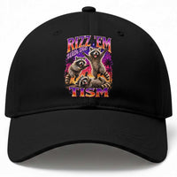 Rizz Em With The Tism Funny Raccoon Baseball Cap Trash Panda Vintage Bootleg Graphic