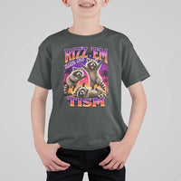 Rizz Em With The Tism Funny Raccoon T Shirt For Kid Trash Panda Vintage Bootleg Graphic