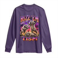 Rizz Em With The Tism Funny Raccoon Long Sleeve Shirt Trash Panda Vintage Bootleg Graphic