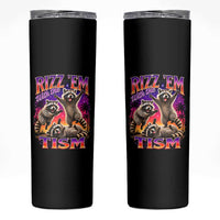 Rizz Em With The Tism Funny Raccoon Skinny Tumbler Trash Panda Vintage Bootleg Graphic